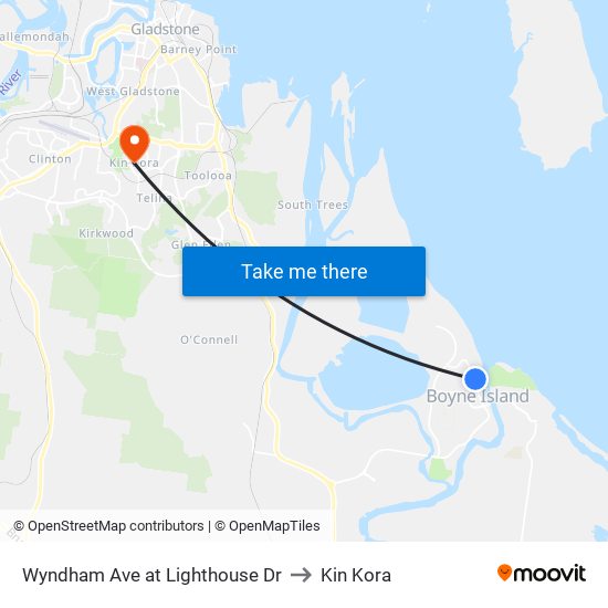 Wyndham Ave at Lighthouse Dr to Kin Kora map