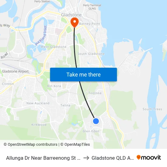 Allunga Dr Near Barreenong St Hail 'N' Ride to Gladstone QLD Australia map