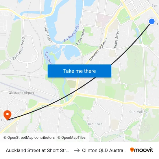 Auckland Street at Short Street to Clinton QLD Australia map