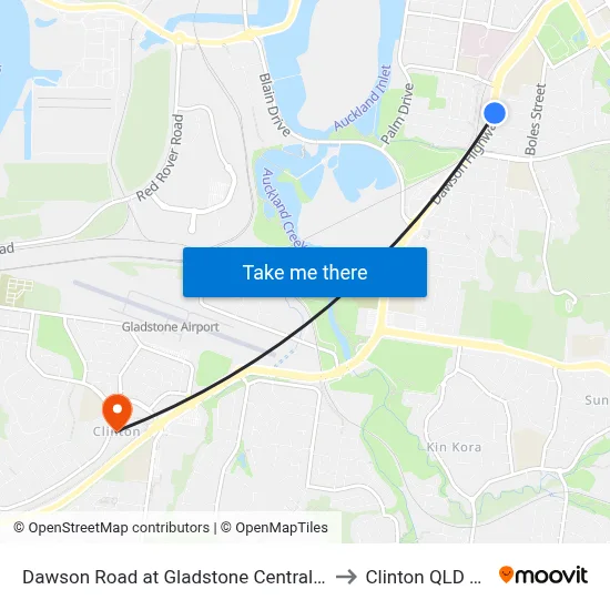 Dawson Road at Gladstone Central Shopping Centre to Clinton QLD Australia map