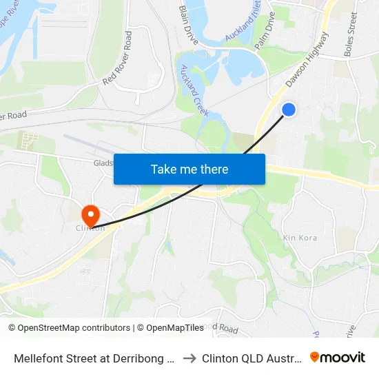 Mellefont Street at Derribong Park to Clinton QLD Australia map