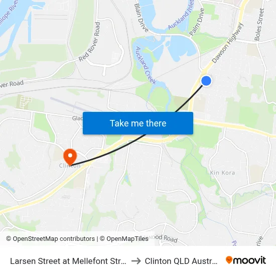 Larsen Street at Mellefont Street to Clinton QLD Australia map