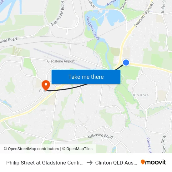 Philip Street at Gladstone Centre Plaza to Clinton QLD Australia map