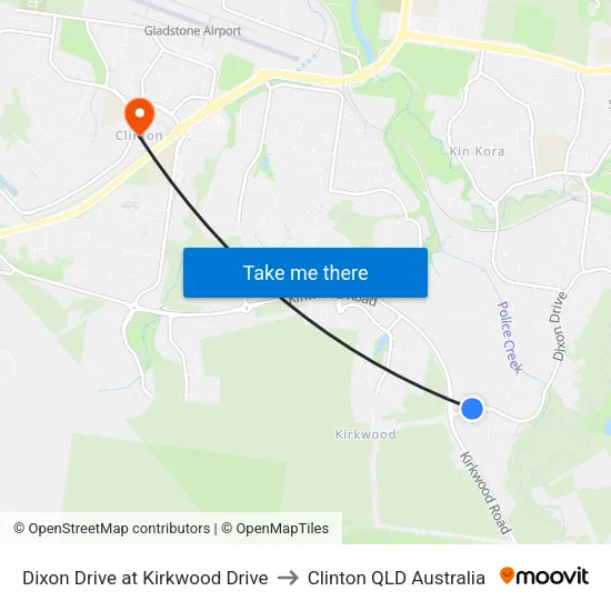 Dixon Drive at Kirkwood Drive to Clinton QLD Australia map