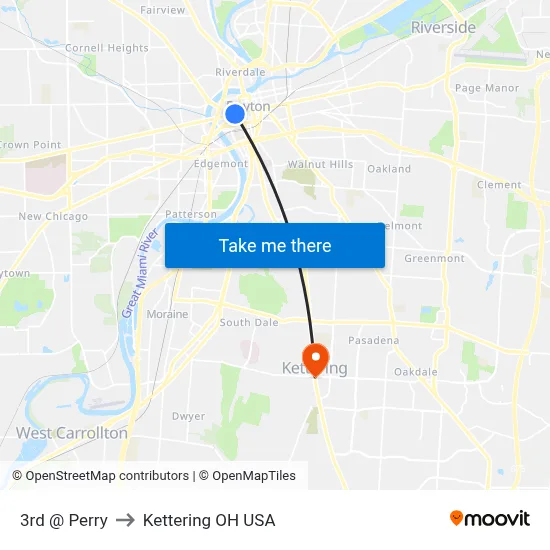 3rd @ Perry to Kettering OH USA map