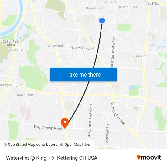 Watervliet @ King to Kettering OH USA map
