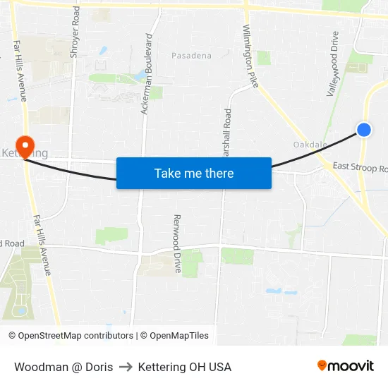 Woodman @ Doris to Kettering OH USA map