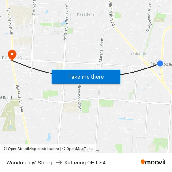 Woodman @ Stroop to Kettering OH USA map