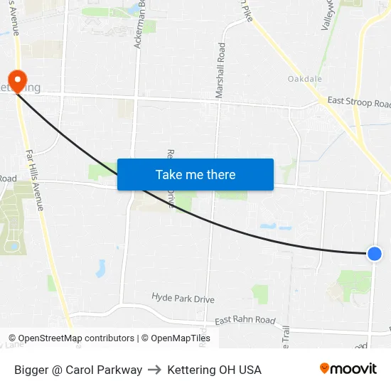 Bigger @ Carol Parkway to Kettering OH USA map