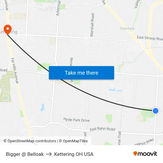 Bigger @ Belloak to Kettering OH USA map