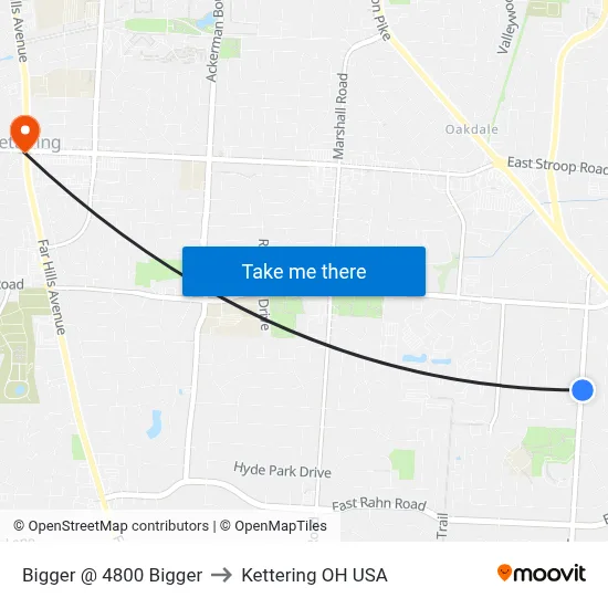Bigger @ 4800 Bigger to Kettering OH USA map