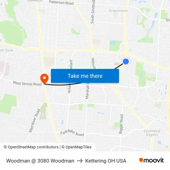 Woodman @ 3080 Woodman to Kettering OH USA map