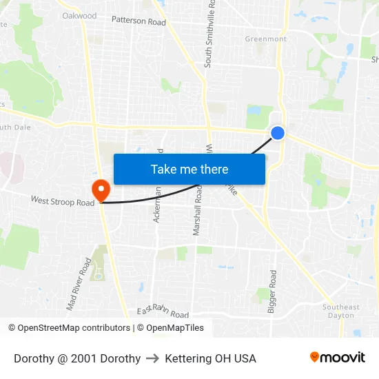 Dorothy @ 2001 Dorothy to Kettering OH USA map