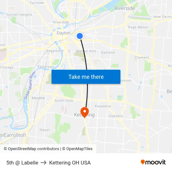 5th @ Labelle to Kettering OH USA map