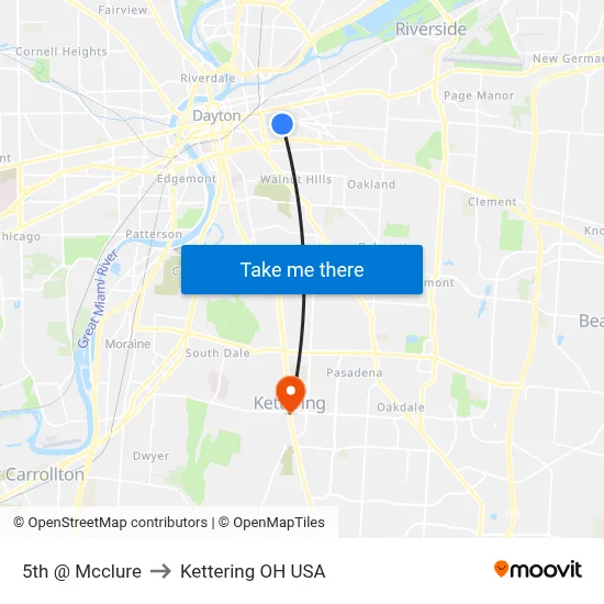 5th @ Mcclure to Kettering OH USA map