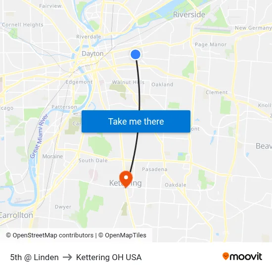 5th @ Linden to Kettering OH USA map