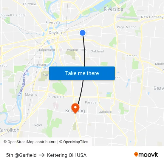 5th @Garfield to Kettering OH USA map