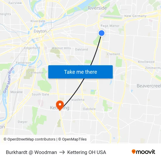 Burkhardt @ Woodman to Kettering OH USA map