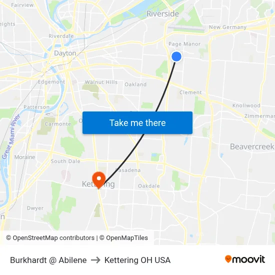 Burkhardt @ Abilene to Kettering OH USA map