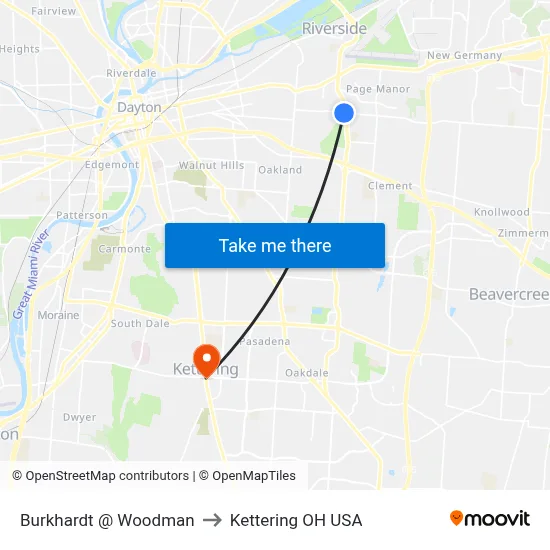 Burkhardt @ Woodman to Kettering OH USA map