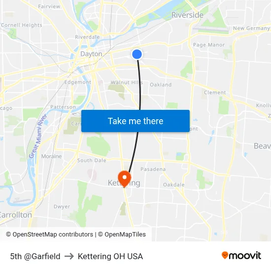 5th @Garfield to Kettering OH USA map