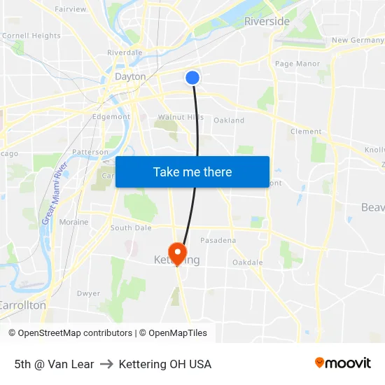 5th @ Van Lear to Kettering OH USA map