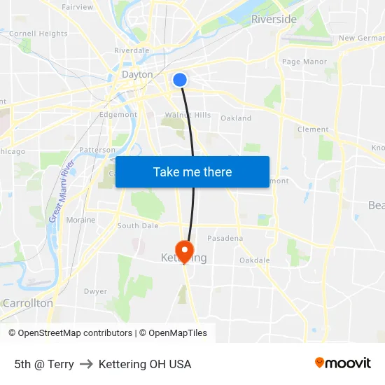 5th @ Terry to Kettering OH USA map