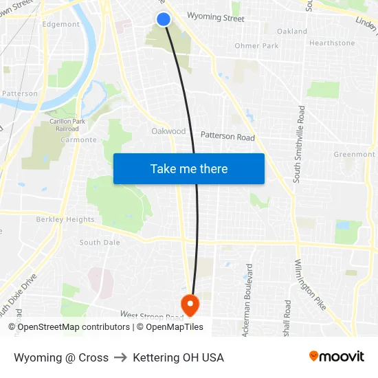 Wyoming @ Cross to Kettering OH USA map
