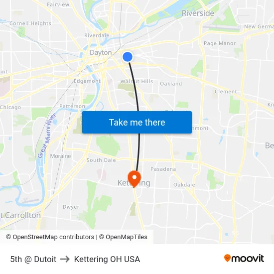 5th @ Dutoit to Kettering OH USA map