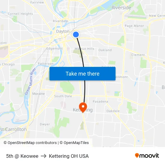 5th @ Keowee to Kettering OH USA map