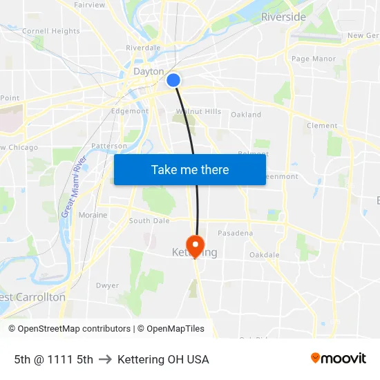 5th @ 1111 5th to Kettering OH USA map