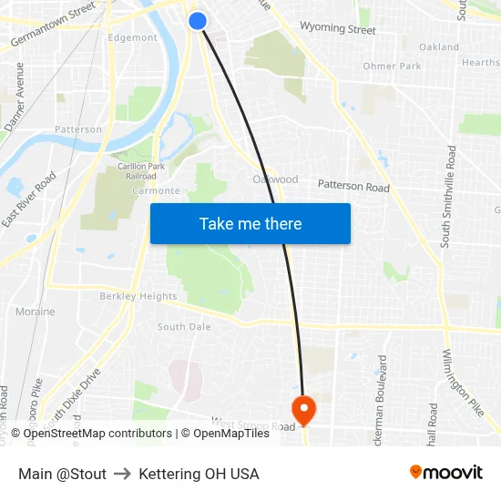 Main @Stout to Kettering OH USA map
