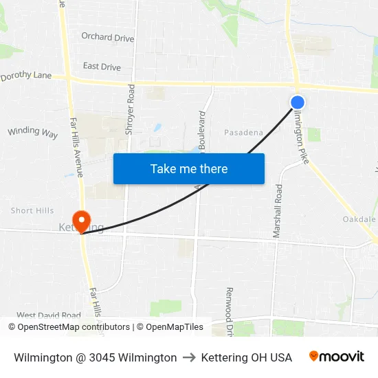 Wilmington @ 3045 Wilmington to Kettering OH USA map