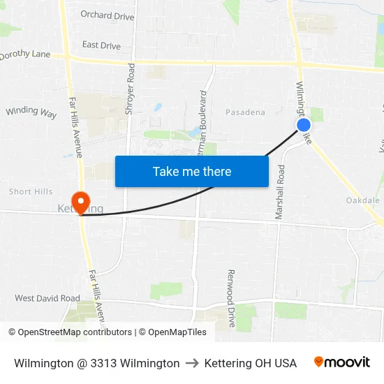 Wilmington @ 3313 Wilmington to Kettering OH USA map