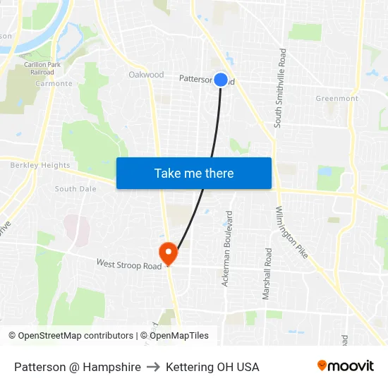 Patterson @ Hampshire to Kettering OH USA map