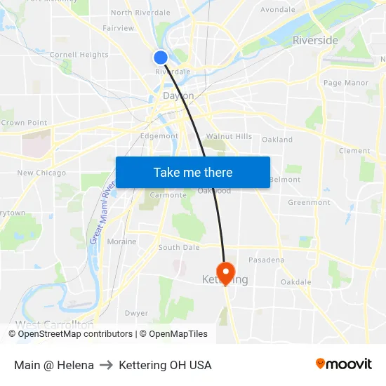 Main @ Helena to Kettering OH USA map