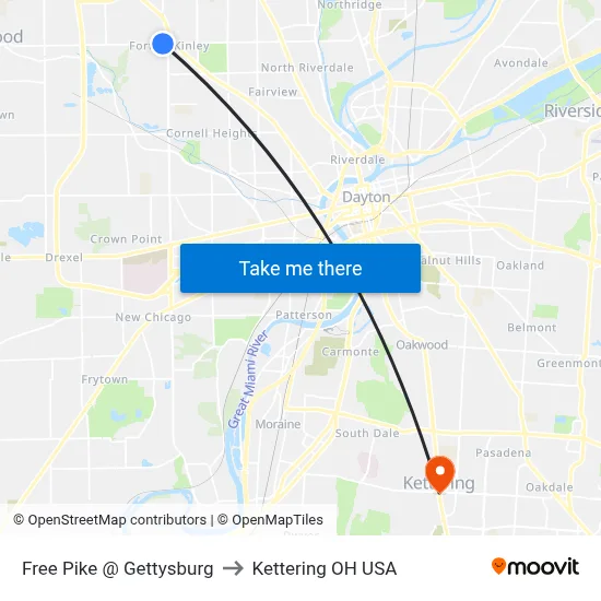 Free Pike @ Gettysburg to Kettering OH USA map