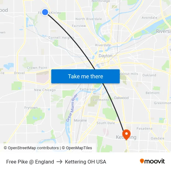 Free Pike @ England to Kettering OH USA map