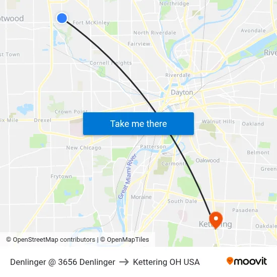 Denlinger @ 3656 Denlinger to Kettering OH USA map
