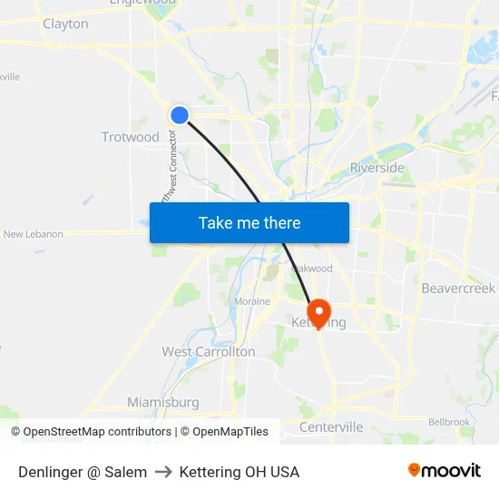 Denlinger @ Salem to Kettering OH USA map