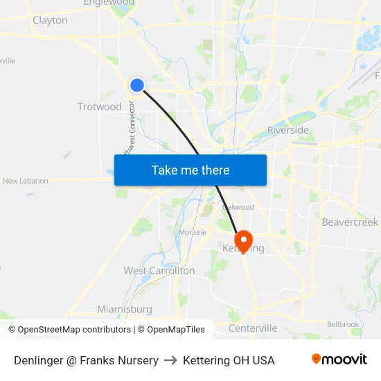 Denlinger @ Franks Nursery to Kettering OH USA map