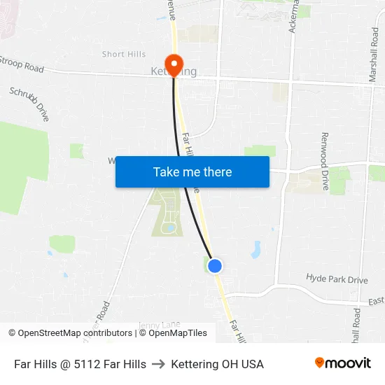 Far Hills @ 5112 Far Hills to Kettering OH USA map
