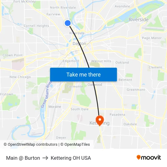 Main @ Burton to Kettering OH USA map