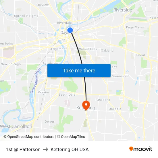 1st @ Patterson to Kettering OH USA map