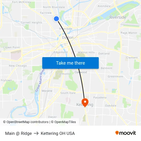 Main @ Ridge to Kettering OH USA map