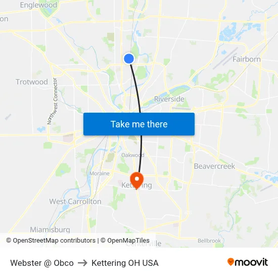 Webster @ Obco to Kettering OH USA map