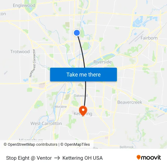 Stop Eight @ Ventor to Kettering OH USA map