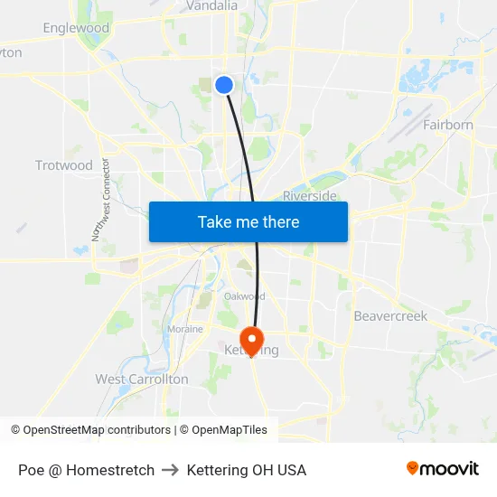 Poe @ Homestretch to Kettering OH USA map