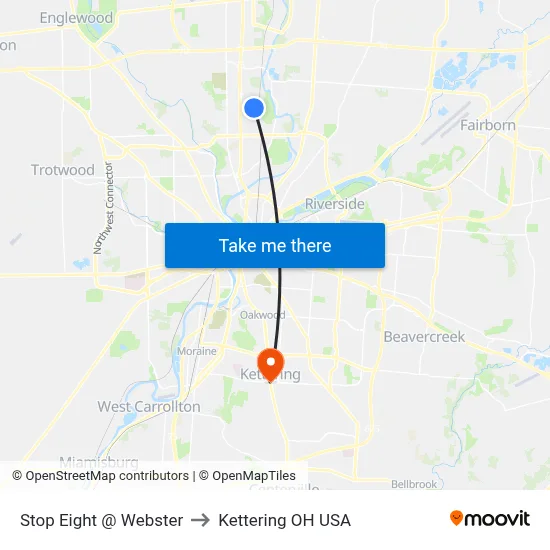Stop Eight @ Webster to Kettering OH USA map