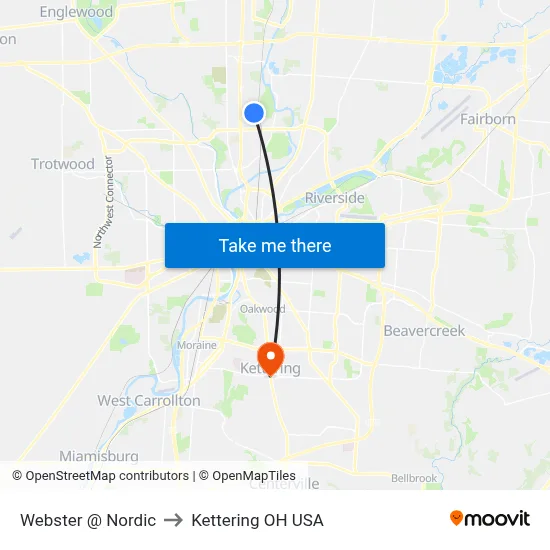 Webster @ Nordic to Kettering OH USA map